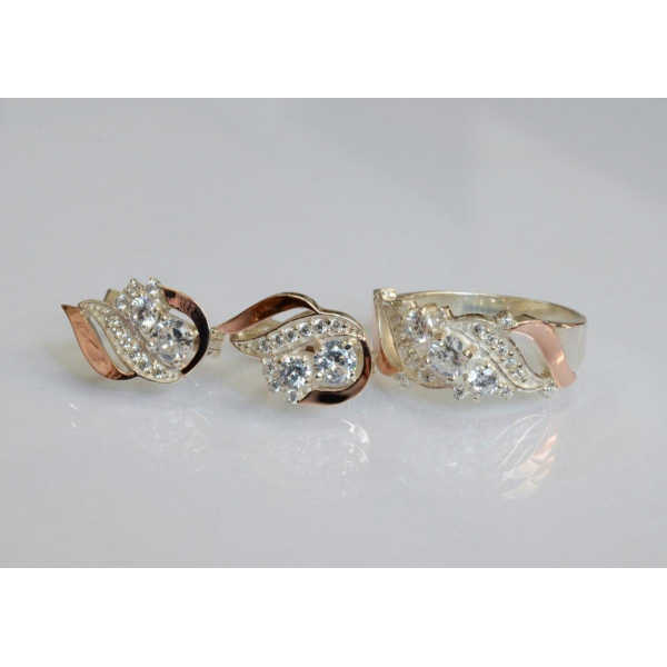 Серебряный набор с золотыми пластинами (159)