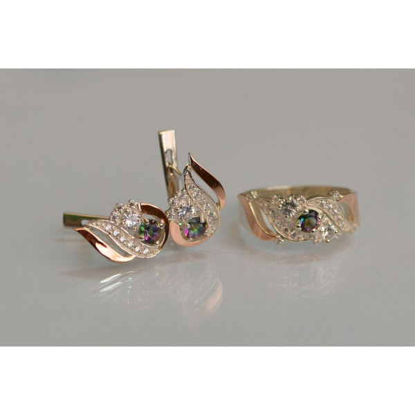 Серебряный набор с золотыми пластинами (159)