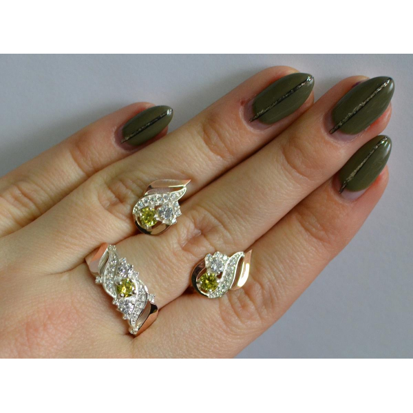 Серебряный набор с золотыми пластинами (159)