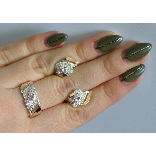 Серебряный набор с золотыми пластинами (159)