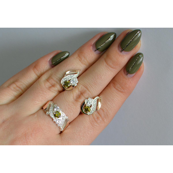 Серебряный набор с золотыми пластинами (159)