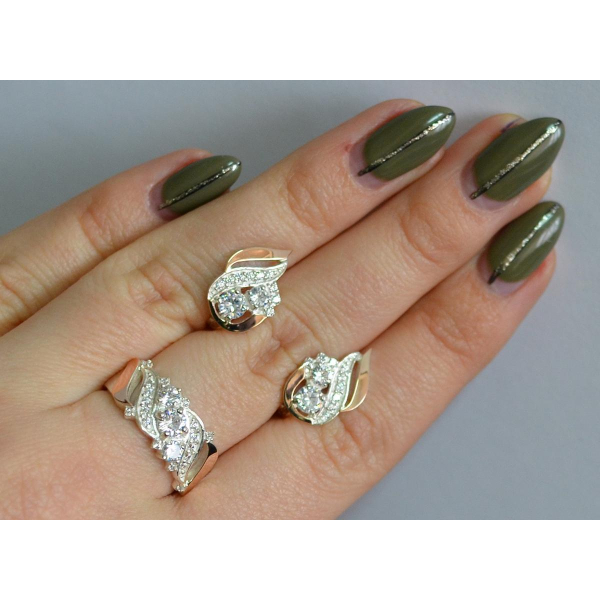 Серебряный набор с золотыми пластинами (159)