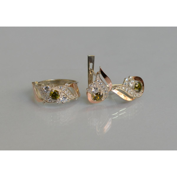 Серебряный набор с золотыми пластинами (159)