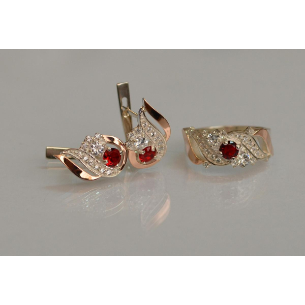 Серебряный набор с золотыми пластинами (159)