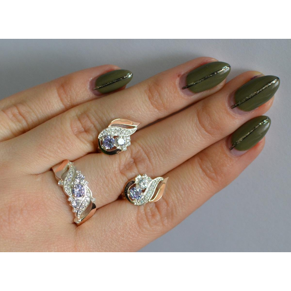 Серебряный набор с золотыми пластинами (159)