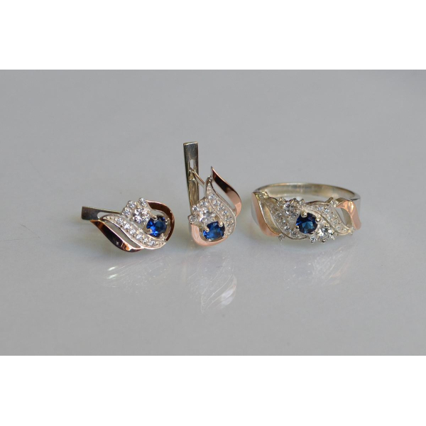 Серебряный набор с золотыми пластинами (159)