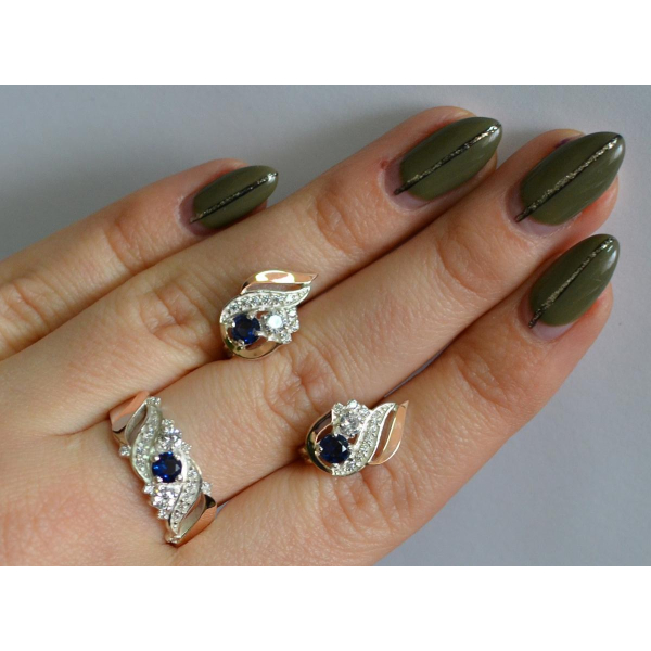 Серебряный набор с золотыми пластинами (159)