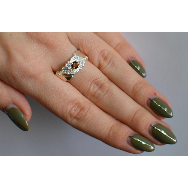 Серебряное кольцо с золотыми вставками (159к)