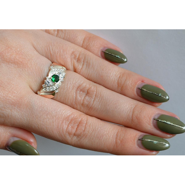 Серебряное кольцо с золотыми вставками (159к)