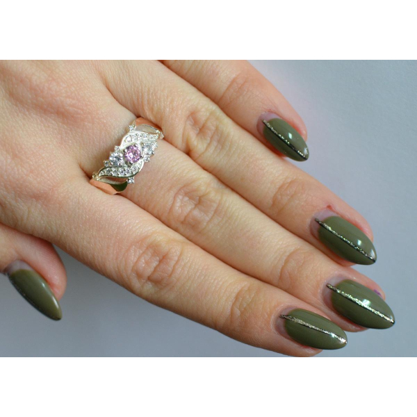 Серебряное кольцо с золотыми вставками (159к)