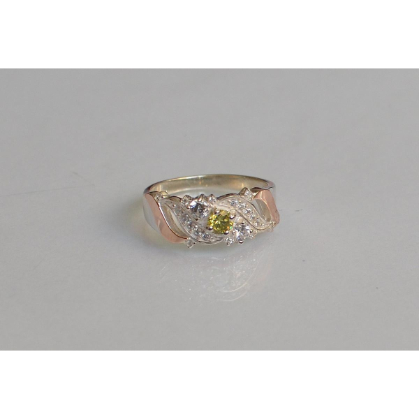 Серебряное кольцо с золотыми вставками (159к)