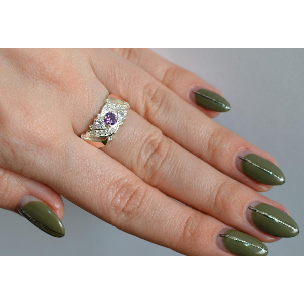 Серебряное кольцо с золотыми вставками (159к)