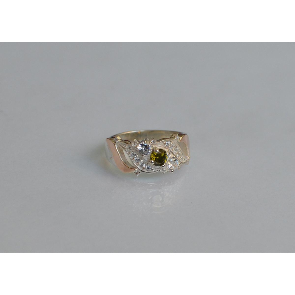 Серебряное кольцо с золотыми вставками (159к)