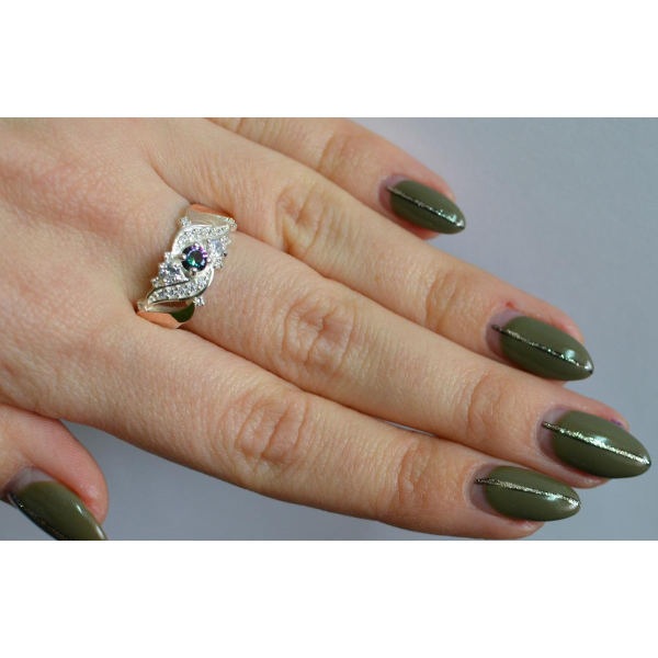 Серебряное кольцо с золотыми вставками (159к)