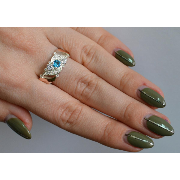 Серебряное кольцо с золотыми вставками (159к)