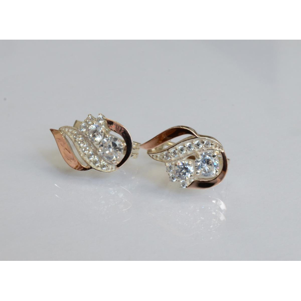 Серебряные серьги с золотыми вставками (159с)