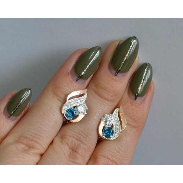 Серебряные серьги с золотыми вставками (159с)