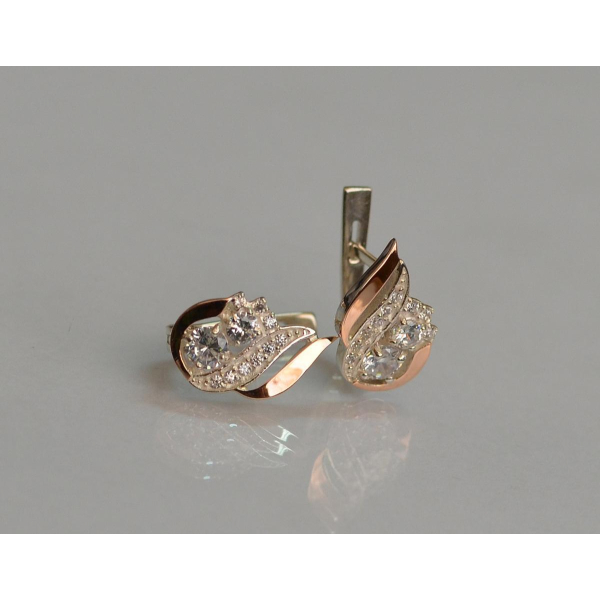 Серебряные серьги с золотыми вставками (159с)