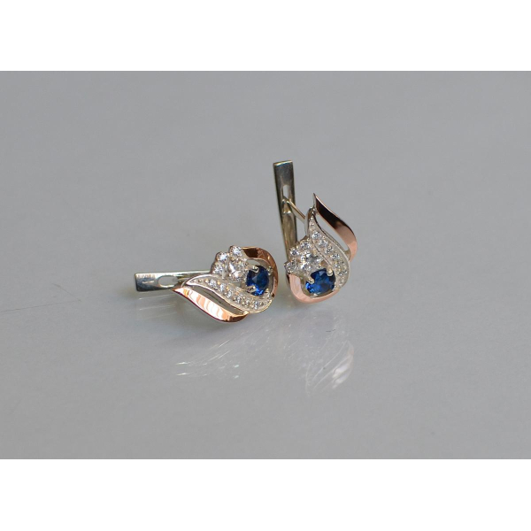 Серебряные серьги с золотыми вставками (159с)