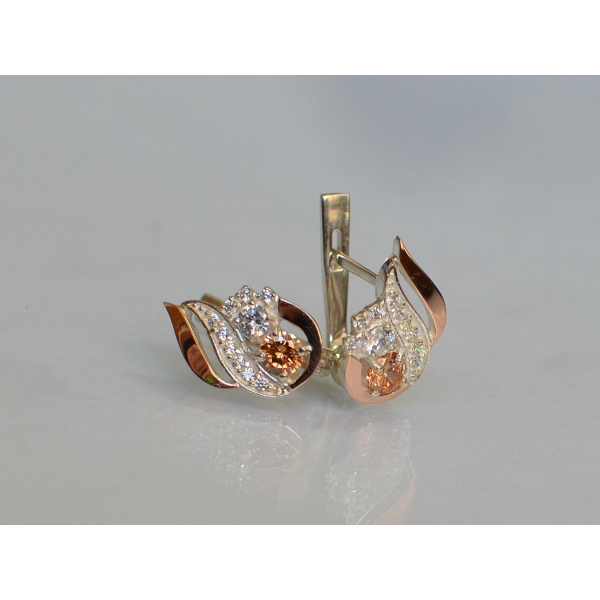 Серебряные серьги с золотыми вставками (159с)