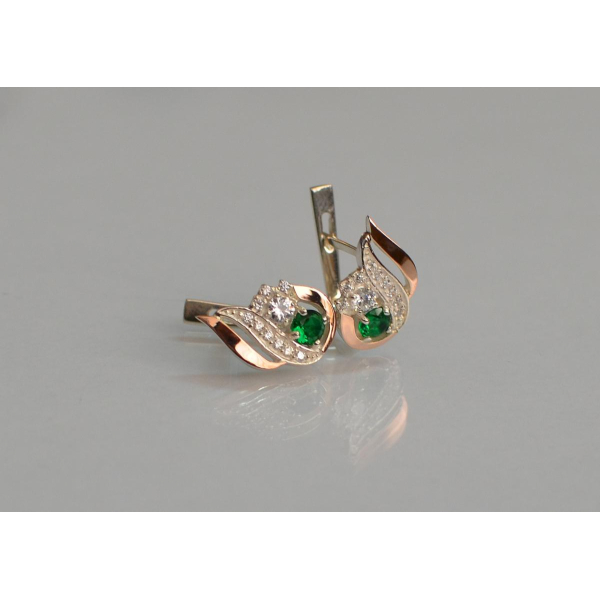 Серебряные серьги с золотыми вставками (159с)