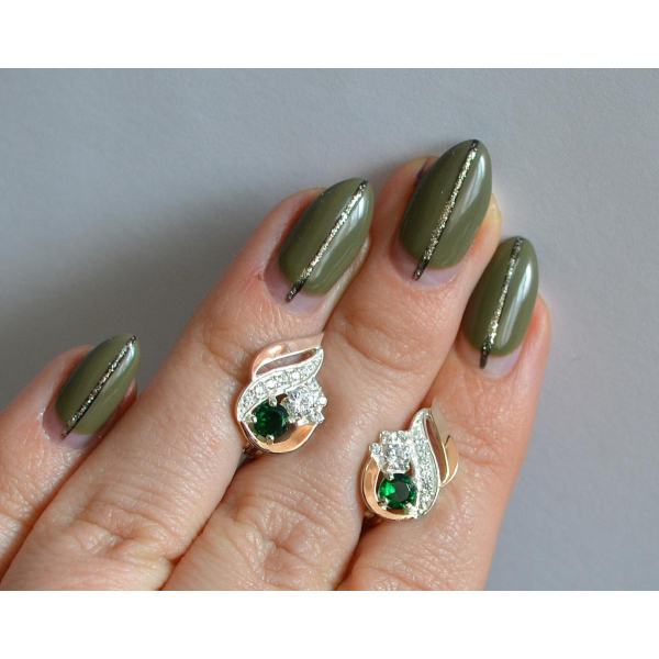 Серебряные серьги с золотыми вставками (159с)