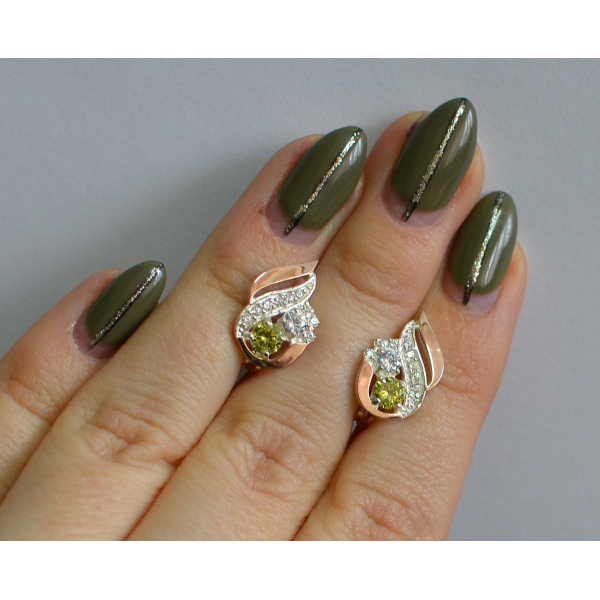 Серебряные серьги с золотыми вставками (159с)