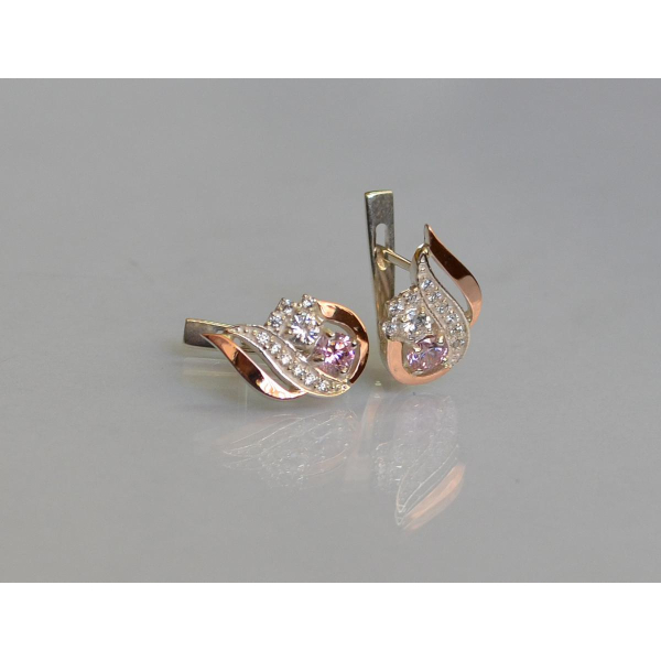 Серебряные серьги с золотыми вставками (159с)