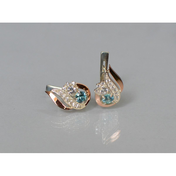 Серебряные серьги с золотыми вставками (159с)