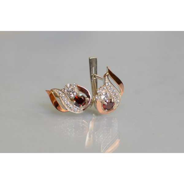 Серебряные серьги с золотыми вставками (159с)