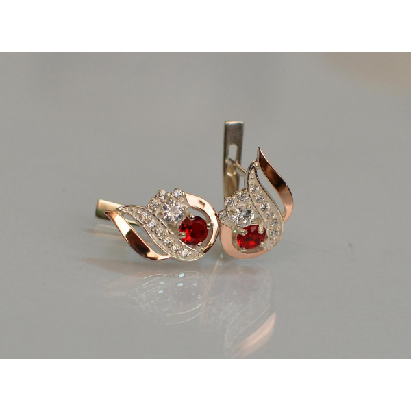 Серебряные серьги с золотыми вставками (159с)