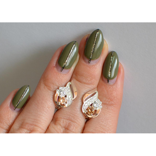 Серебряные серьги с золотыми вставками (159с)