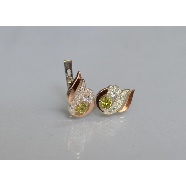 Серебряные серьги с золотыми вставками (159с)