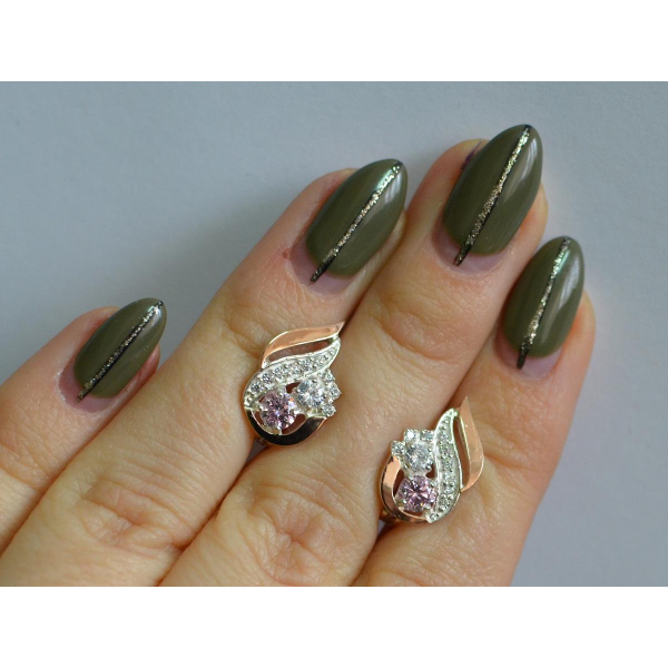 Серебряные серьги с золотыми вставками (159с)