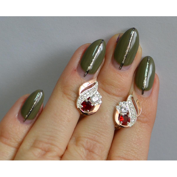 Серебряные серьги с золотыми вставками (159с)