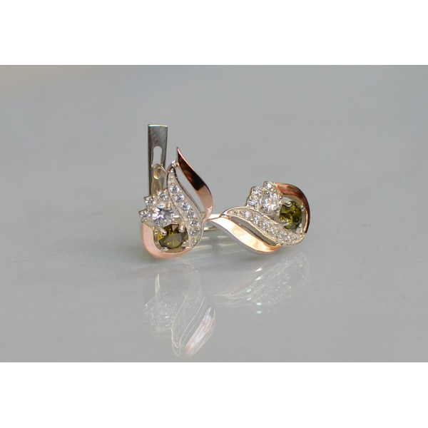 Серебряные серьги с золотыми вставками (159с)