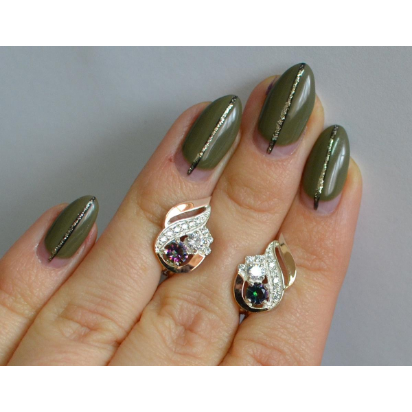 Серебряные серьги с золотыми вставками (159с)