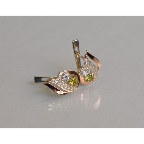 Серебряные серьги с золотыми вставками (159с)