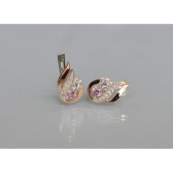 Серебряные серьги с золотыми вставками (159с)