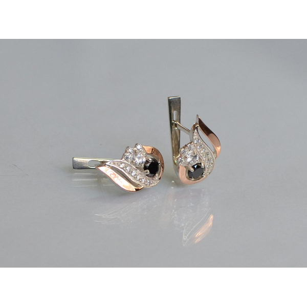 Серебряные серьги с золотыми вставками (159с)