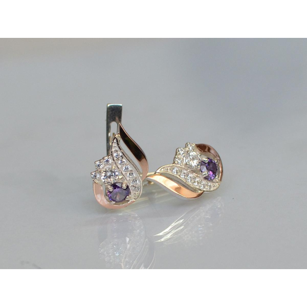 Серебряные серьги с золотыми вставками (159с)