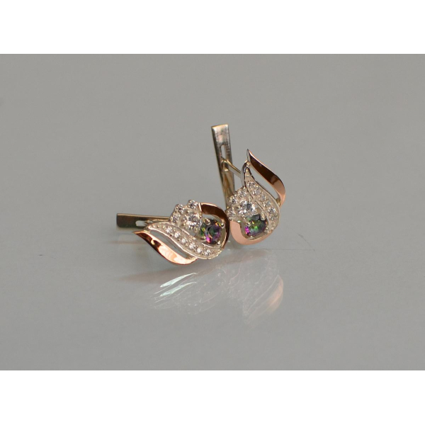 Серебряные серьги с золотыми вставками (159с)