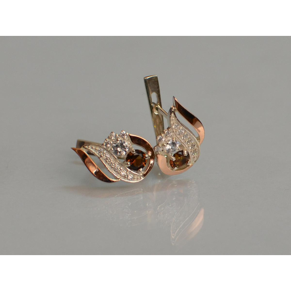 Серебряные серьги с золотыми вставками (159с)