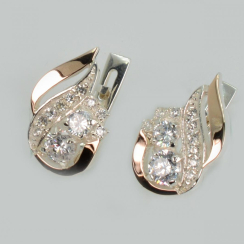 Серебряные серьги с золотыми вставками