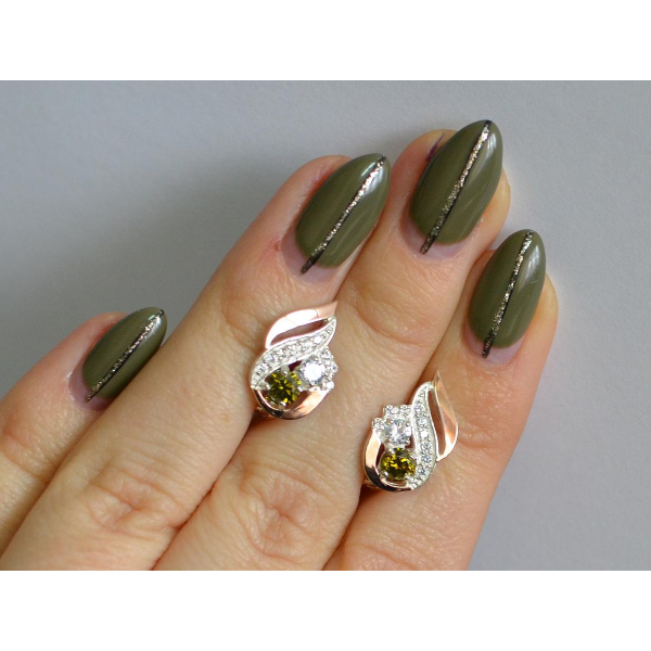 Серебряные серьги с золотыми вставками (159с)