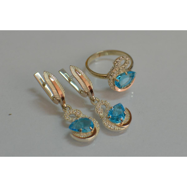 Серебряный набор с золотыми пластинами (160)