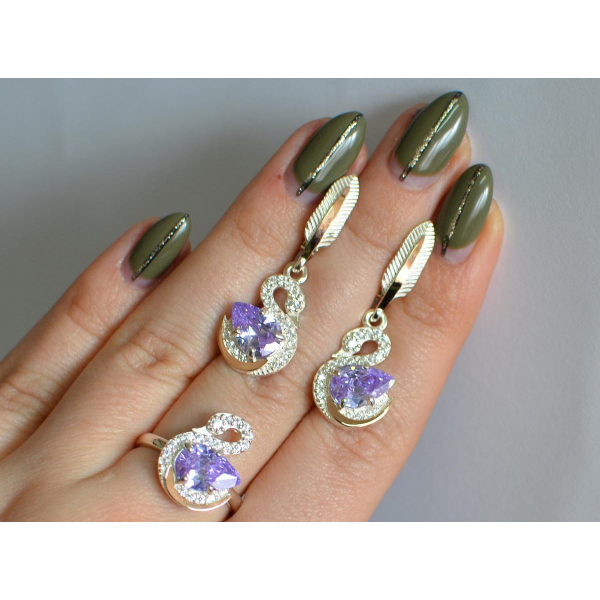 Серебряный набор с золотыми пластинами (160)