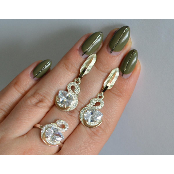 Серебряный набор с золотыми пластинами (160)