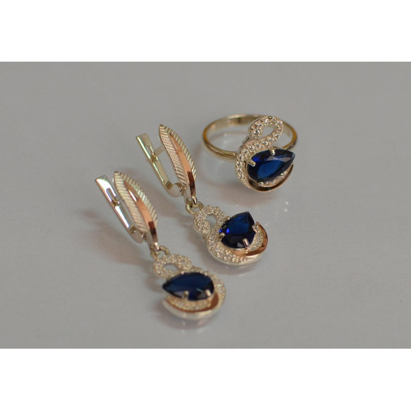 Серебряный набор с золотыми пластинами (160)