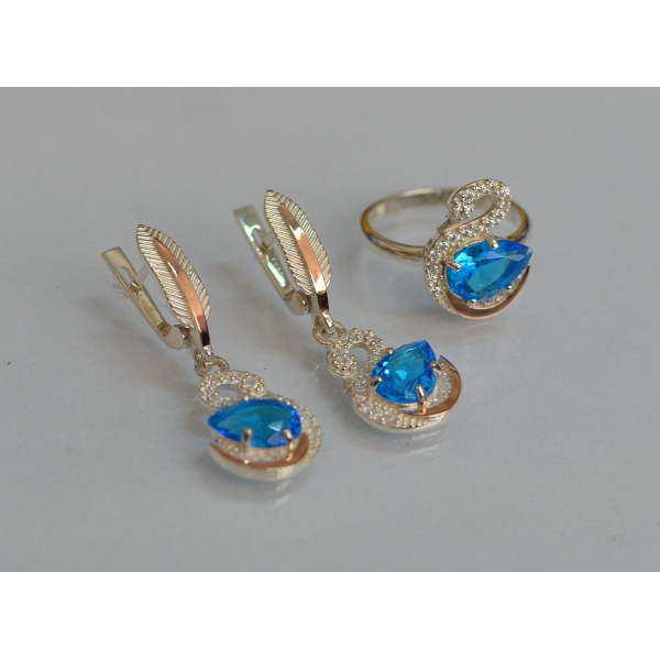 Серебряный набор с золотыми пластинами (160)